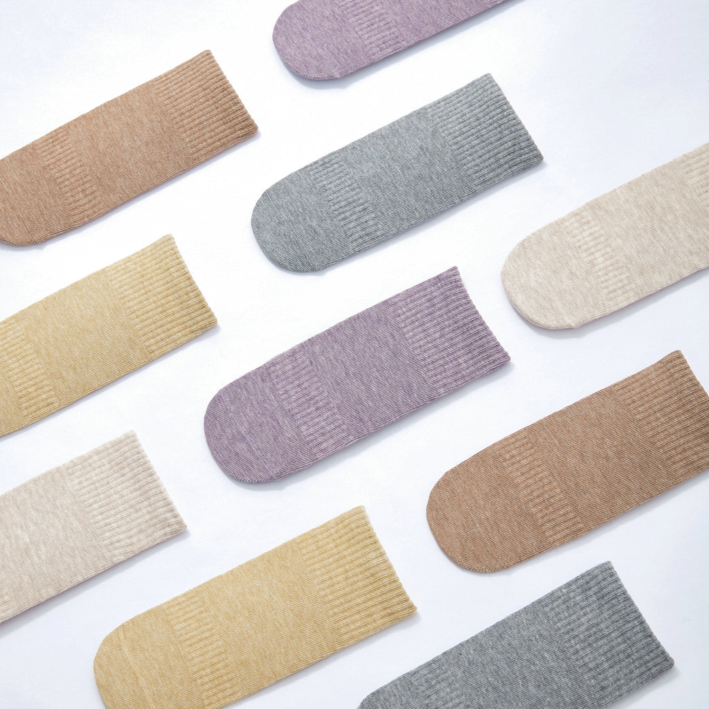 New- Organic Cotton Socks- Lavender & Brown- 4 Pairs of Stay-On Baby & Toddler Non-Slip Socks