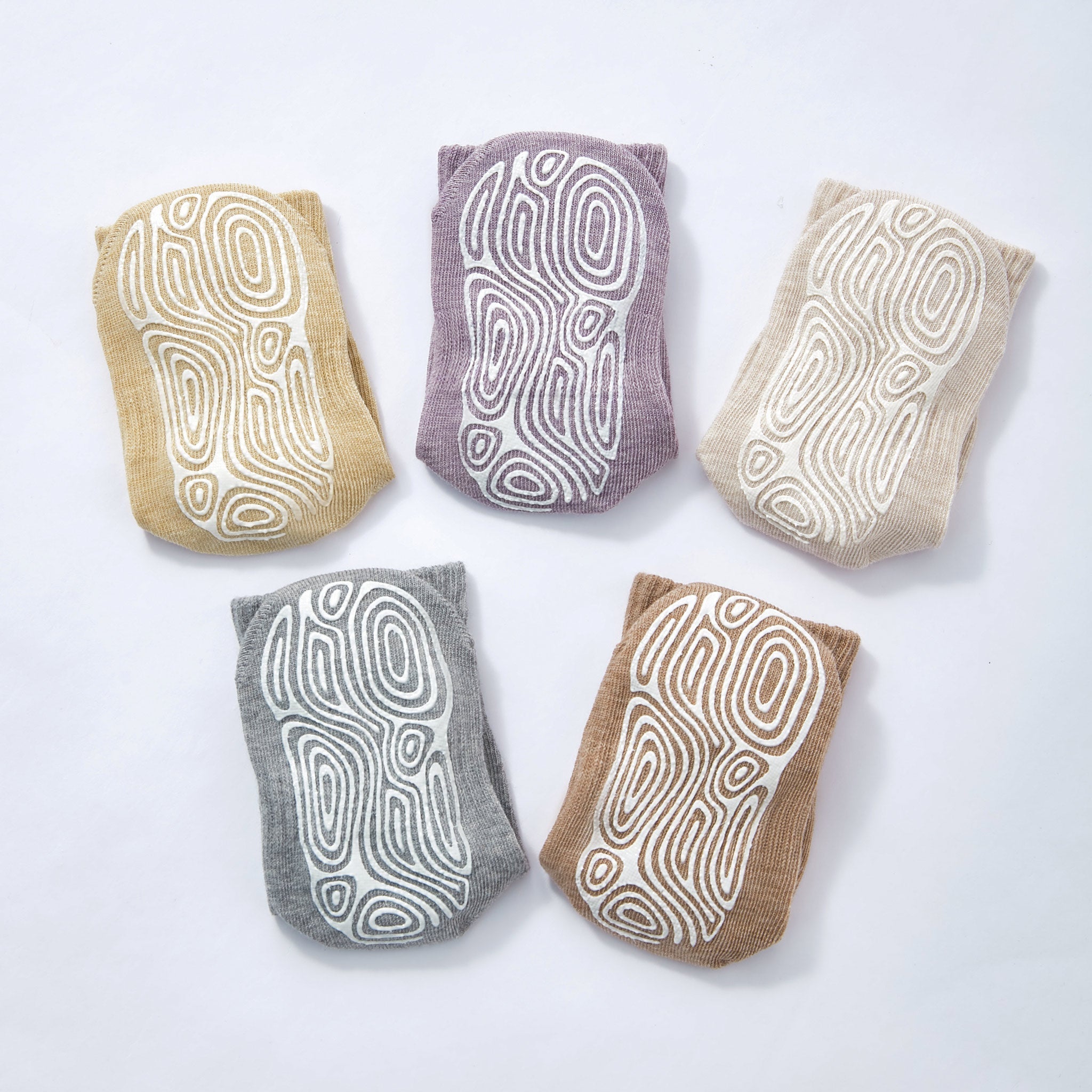 New- Organic Cotton Socks- Lavender & Grey- 4 Pairs of Stay-On Baby & Toddler Non-Slip Socks