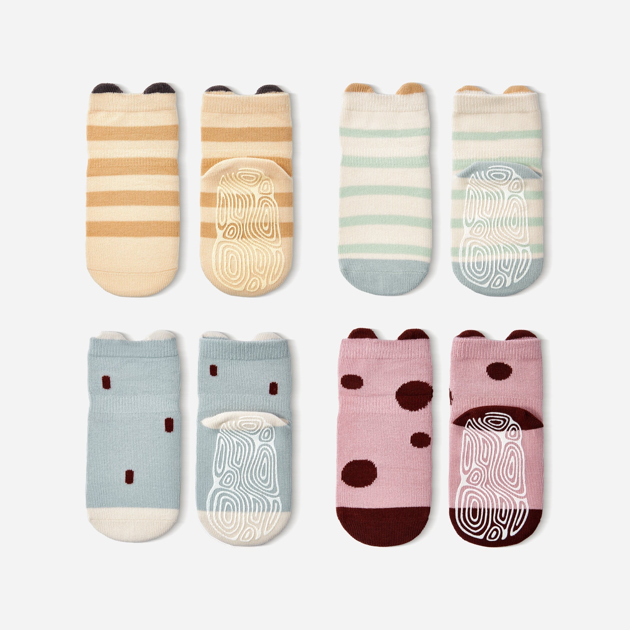 New-Ladybug & Friends- Organic- 4 Pairs of Stay-On Baby & Toddler Non-Slip Socks