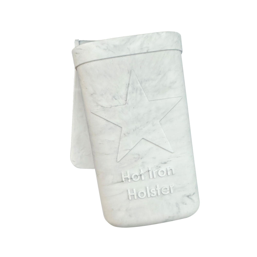 Hot Iron Holster | Marble | Adhesive-Free Silicone Storage Pocket for Organization and Travel | Heat Resistant to 500°F | Ideal for Curling Irons, Hair Straighteners, and Other Hot Tools