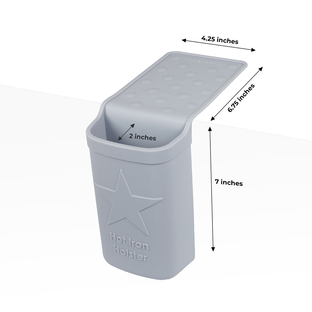 Hot Iron Holster | Stone | Adhesive-Free Silicone Storage Pocket for Organization and Travel | Heat Resistant to 500°F | Ideal for Curling Irons, Hair Straighteners, and Other Hot Tools