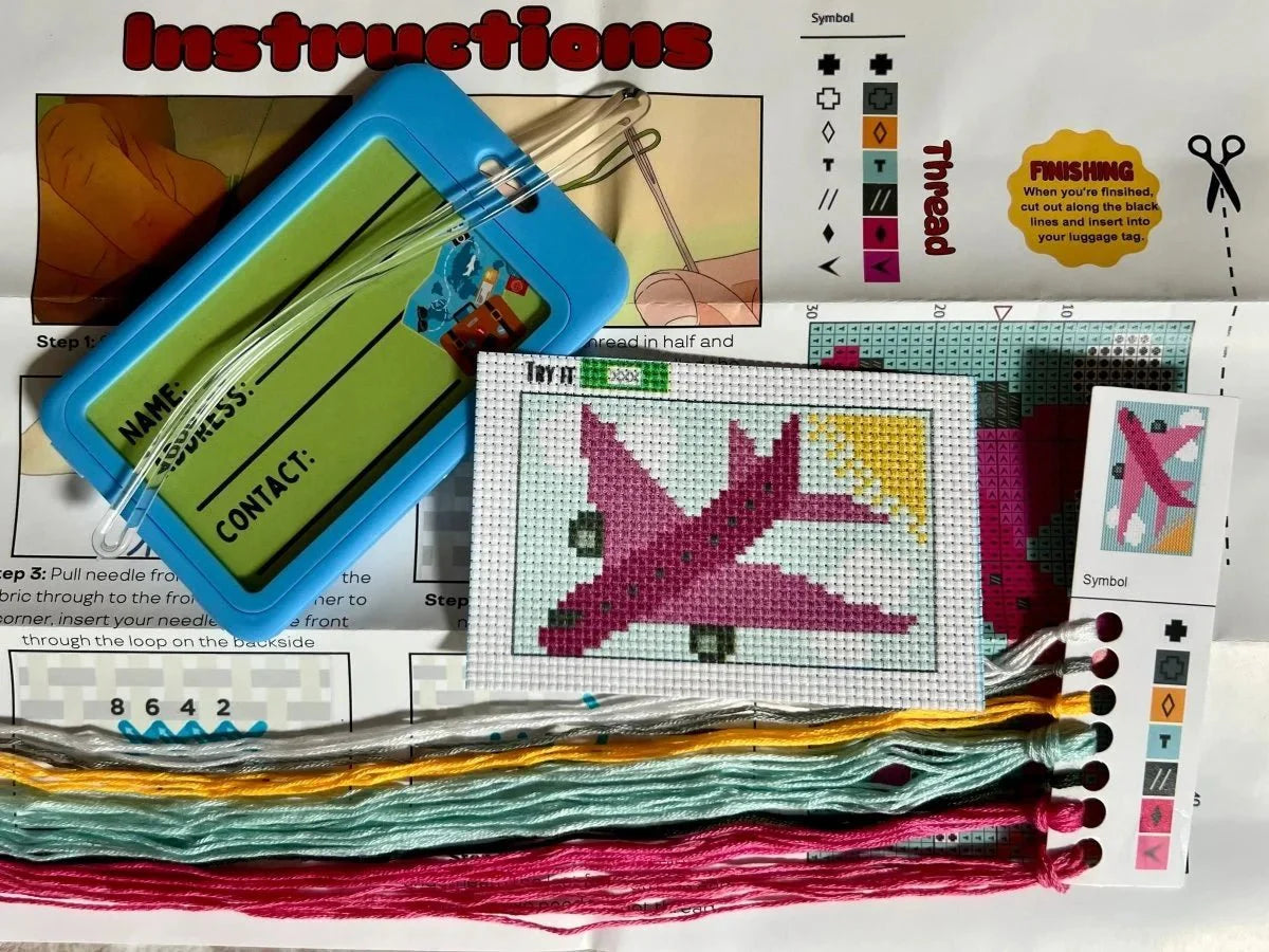 Pink Airplane Cross Stitch Kit