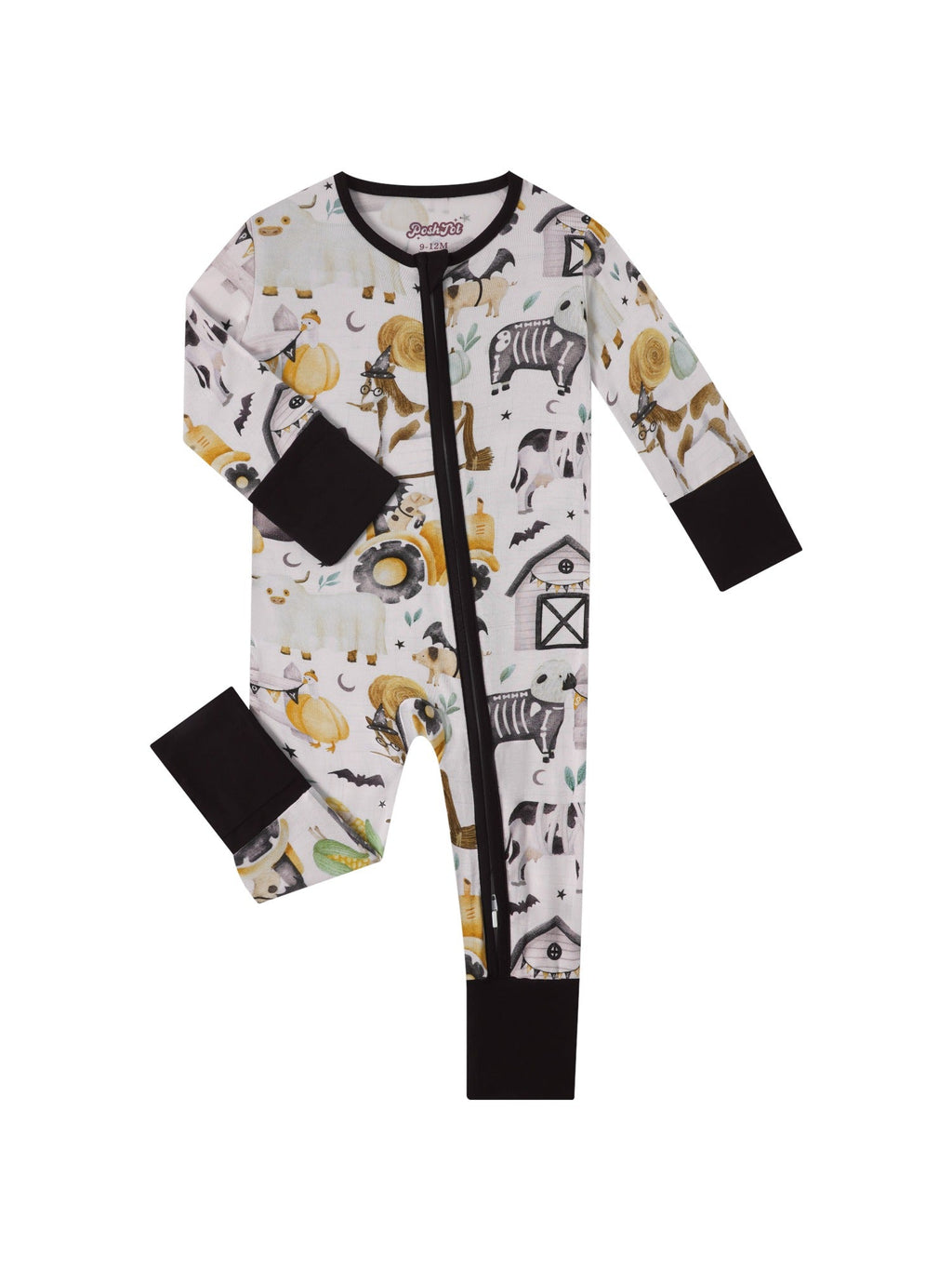 PoshTOT Halloween Farm Bamboo Baby Convertible Zippy Romper