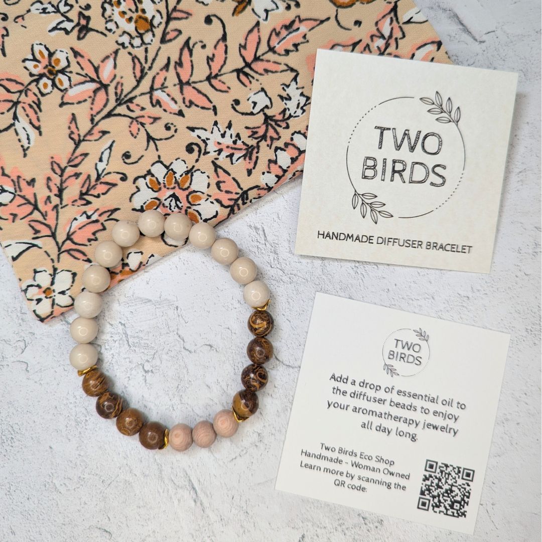 Gemstone Diffuser Bracelet - Oak Jasper + Riverstone + Rosewood