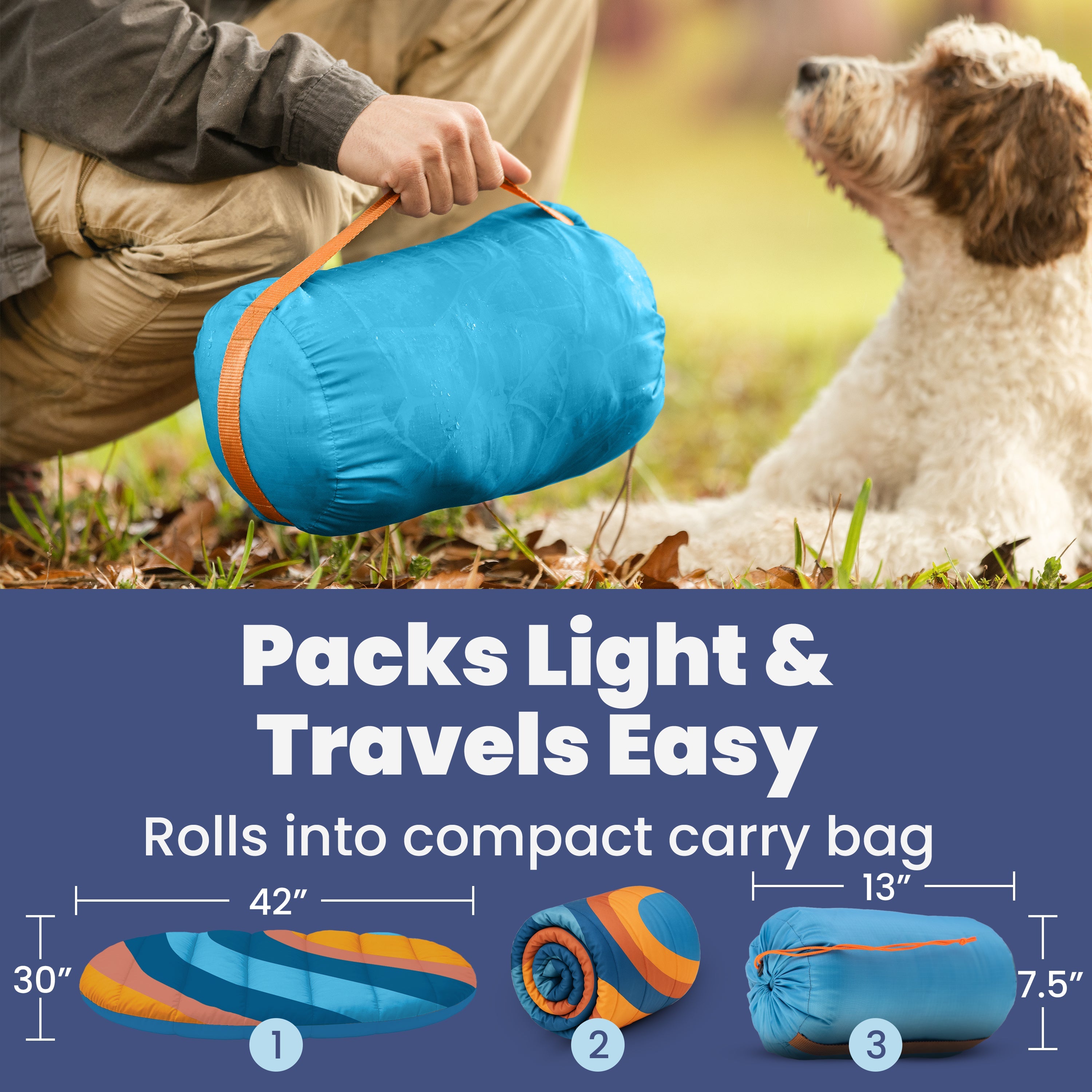 Travel Dog Bed - Foldable & Packable for Travel, Road Trip, Camping