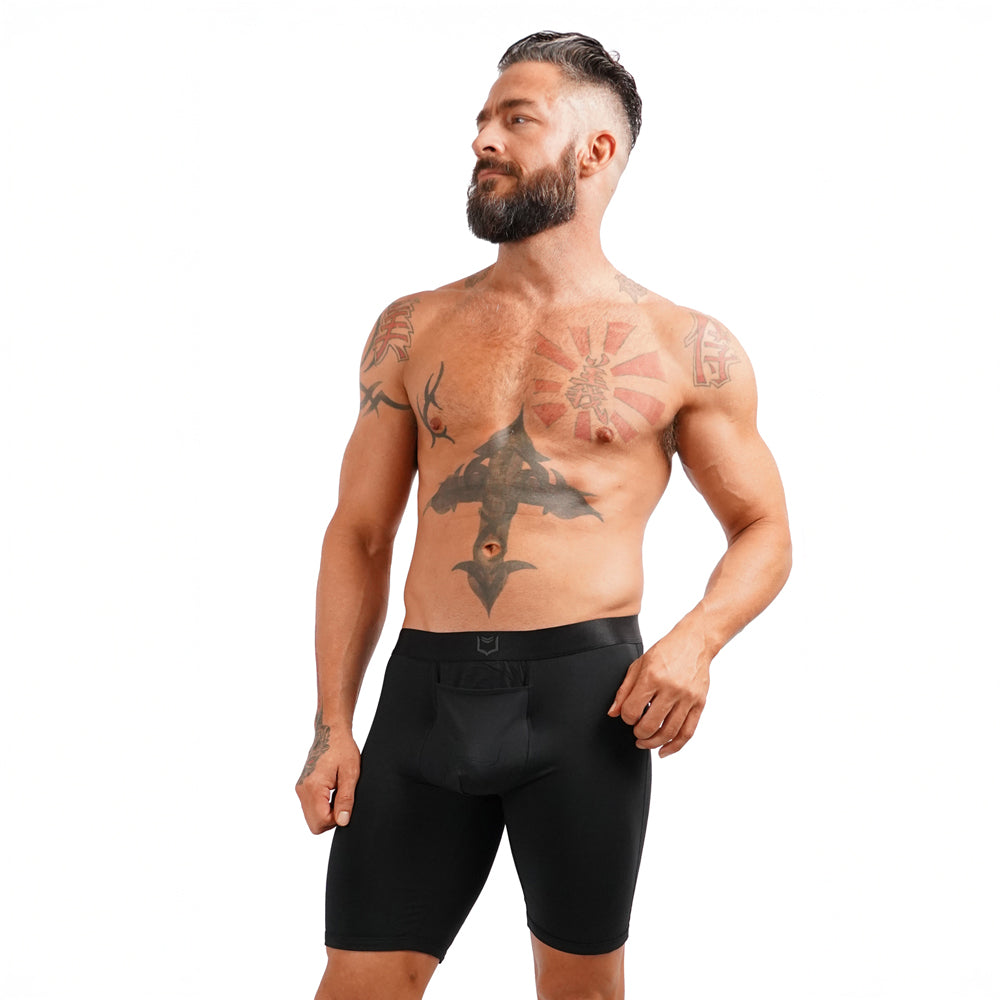 SHEATH V Men's Single Pouch 8" Sports Performance Boxer Brief w/ Horizontal Fly