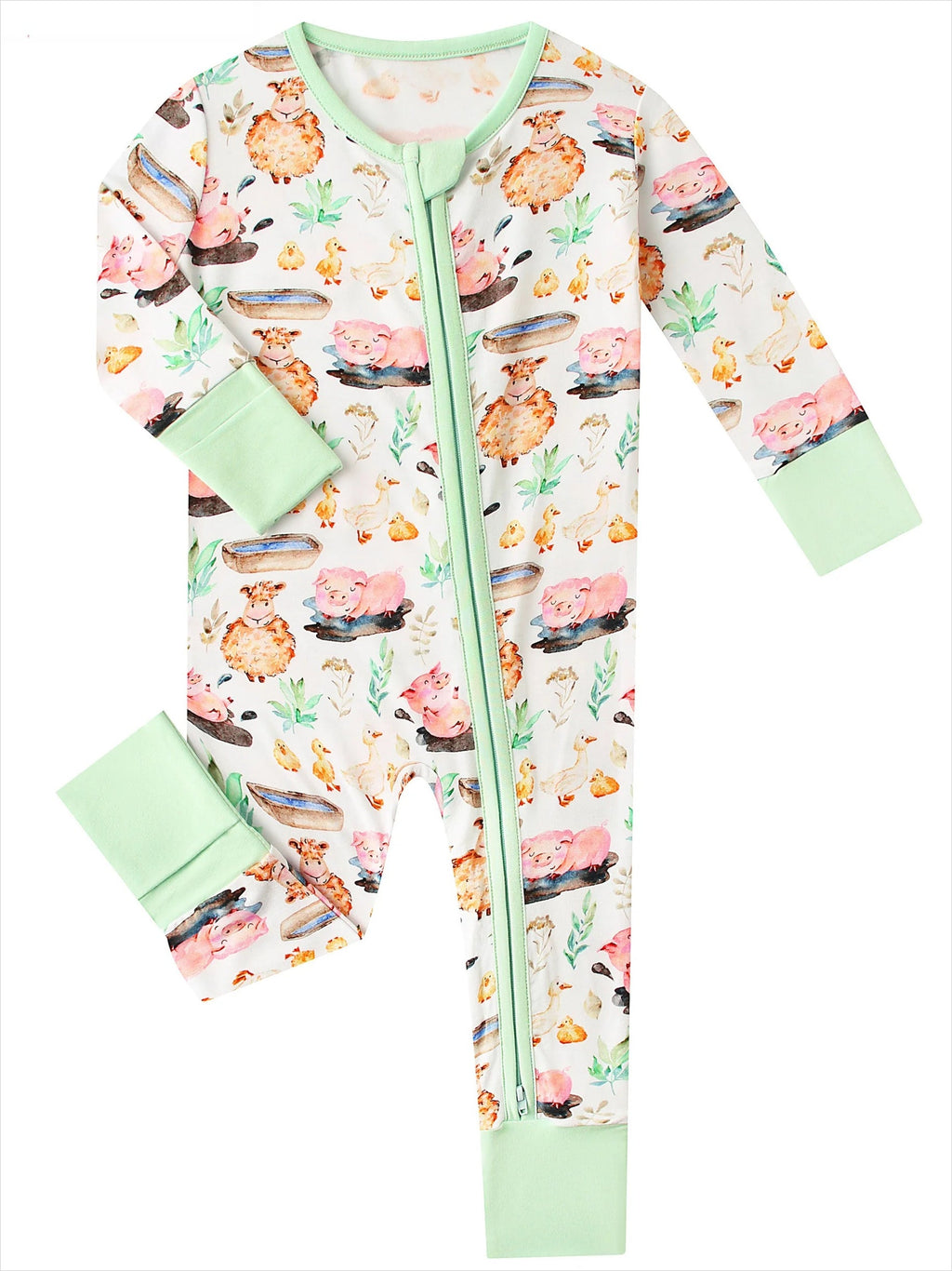 PoshTOT Little Yellow Sheep Bamboo Baby Convertible Zippy Romper