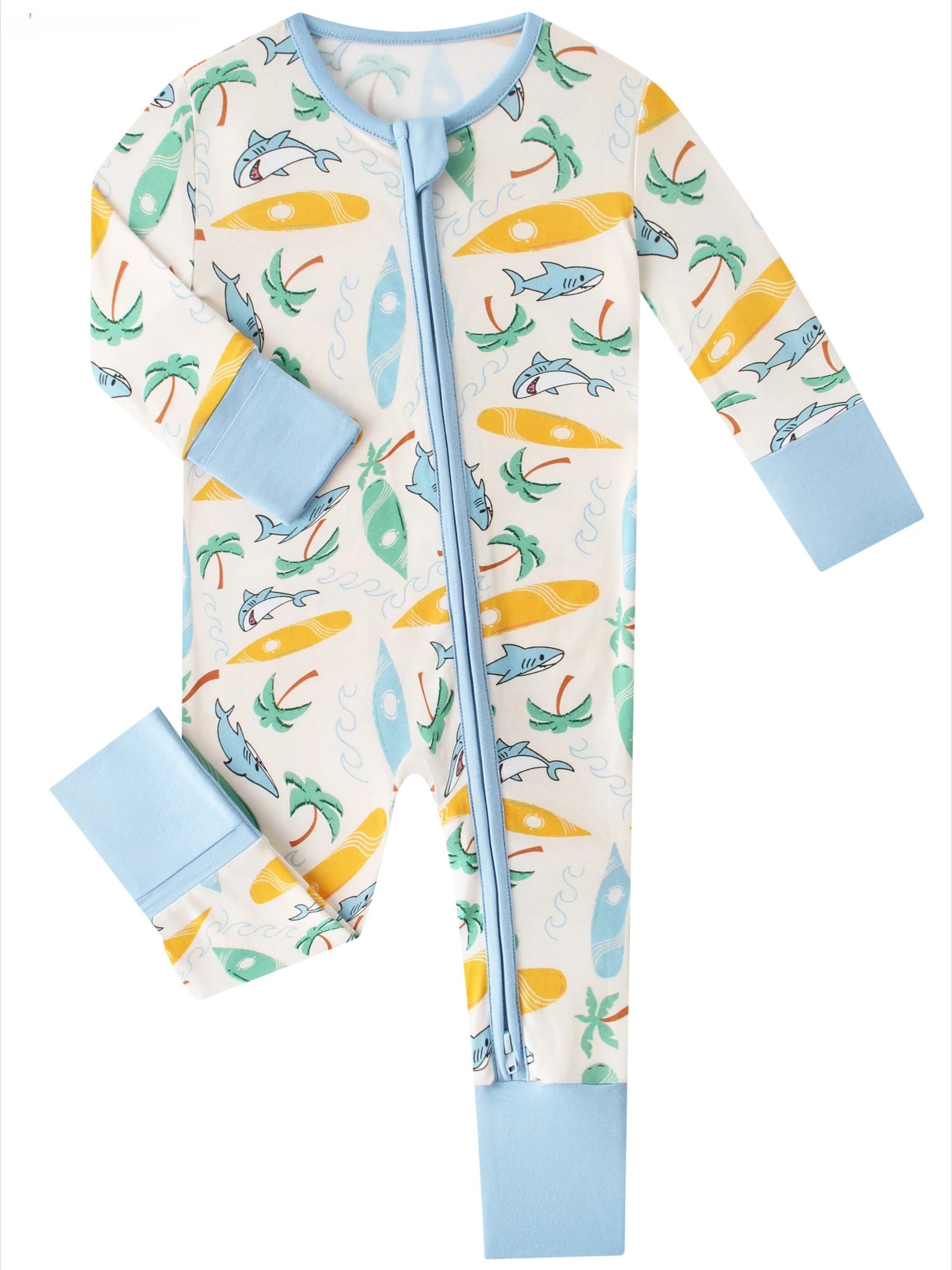 PoshTOT Beach Surfing Bamboo Baby Convertible Zippy Romper