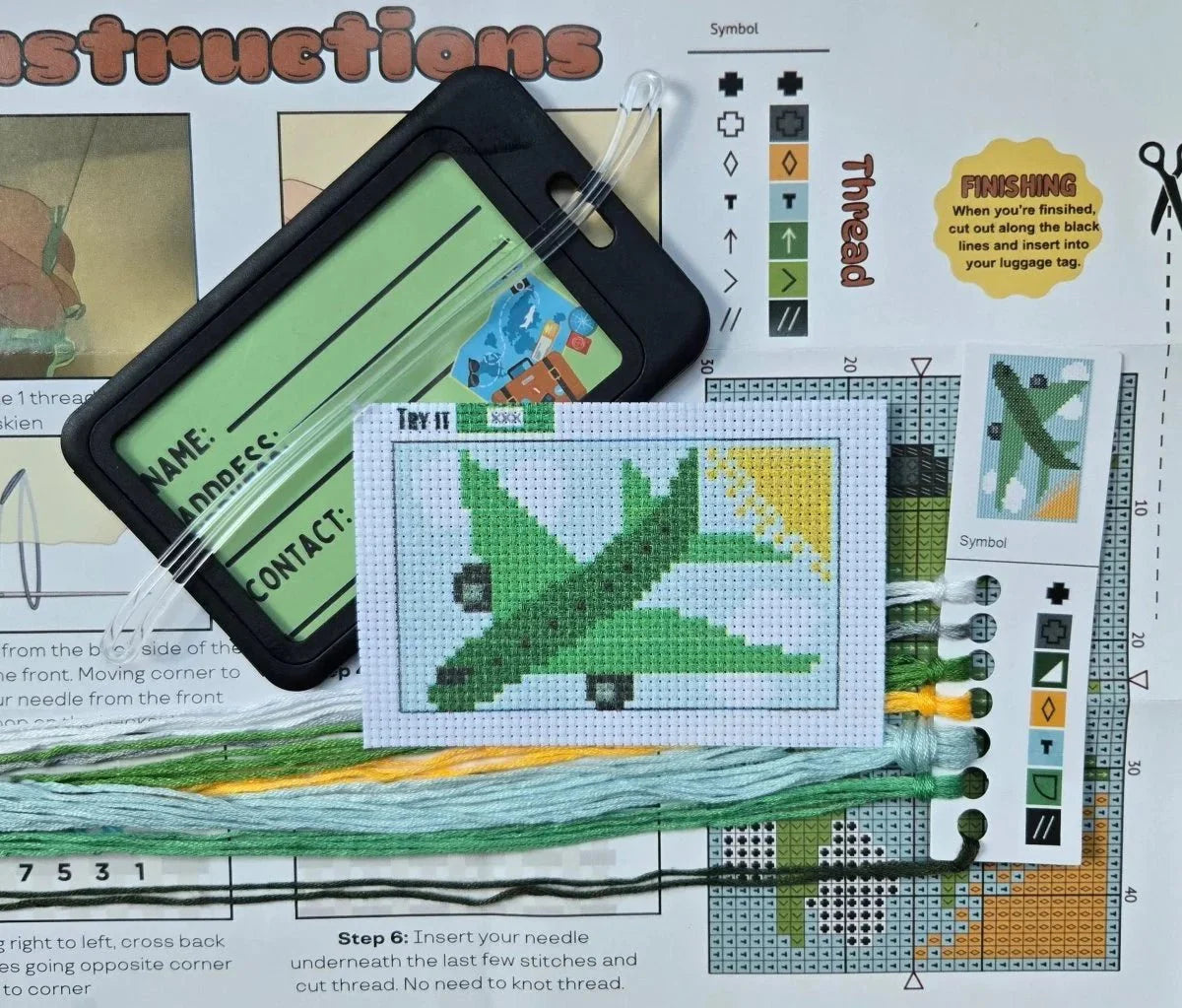 Green Airplane Cross Stitch Kit