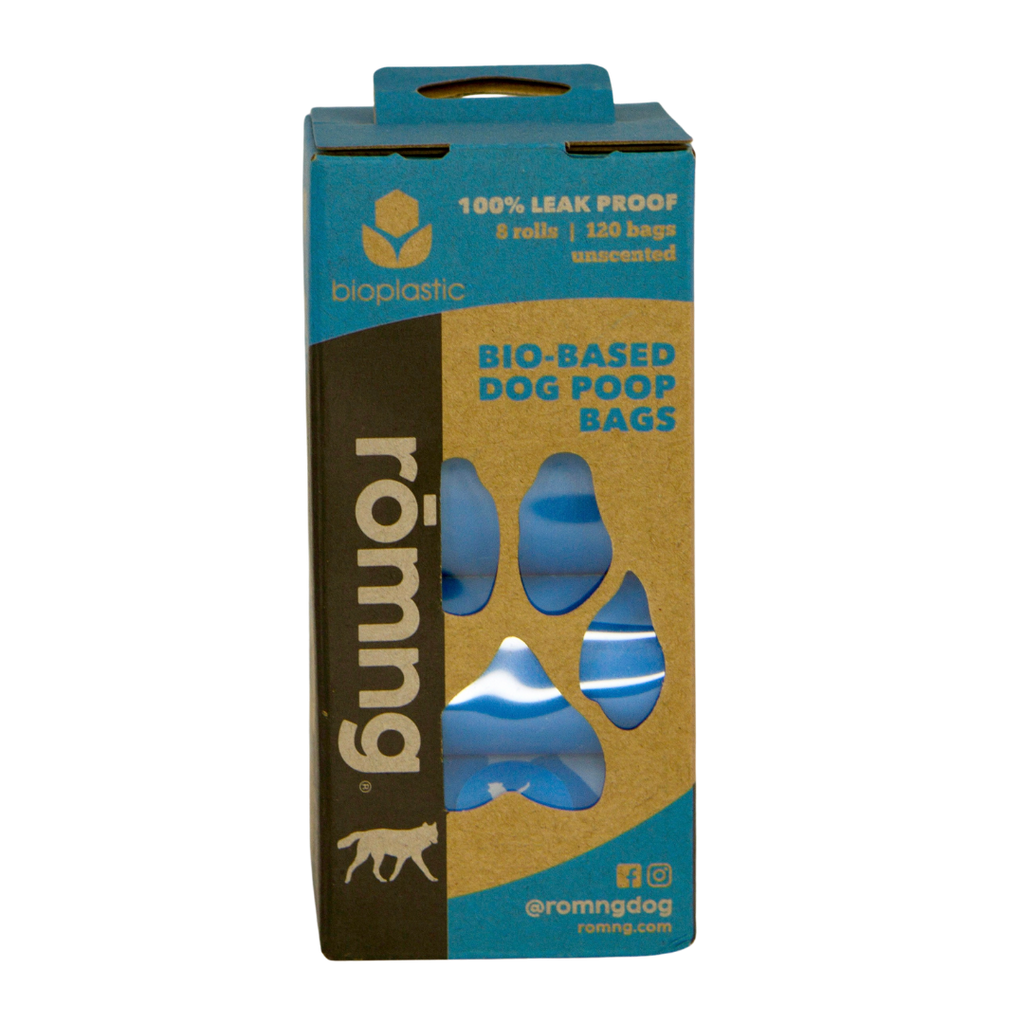 bio-based dog poop bags + bamboo dispenser